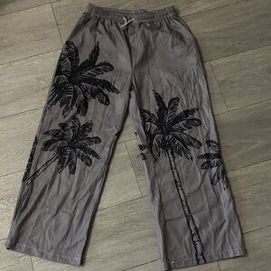 Gray Palm Tree Print Men's Pants size XL